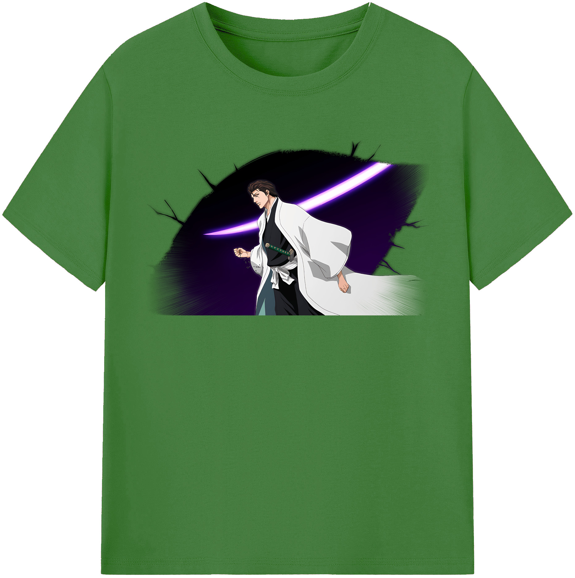 （画像用） ブリーチ 藍染 惣右介（あいぜん そうすけ） BLEACH Aizen Sousuke レディースカジュアルプリントTシャツ（綿100％）